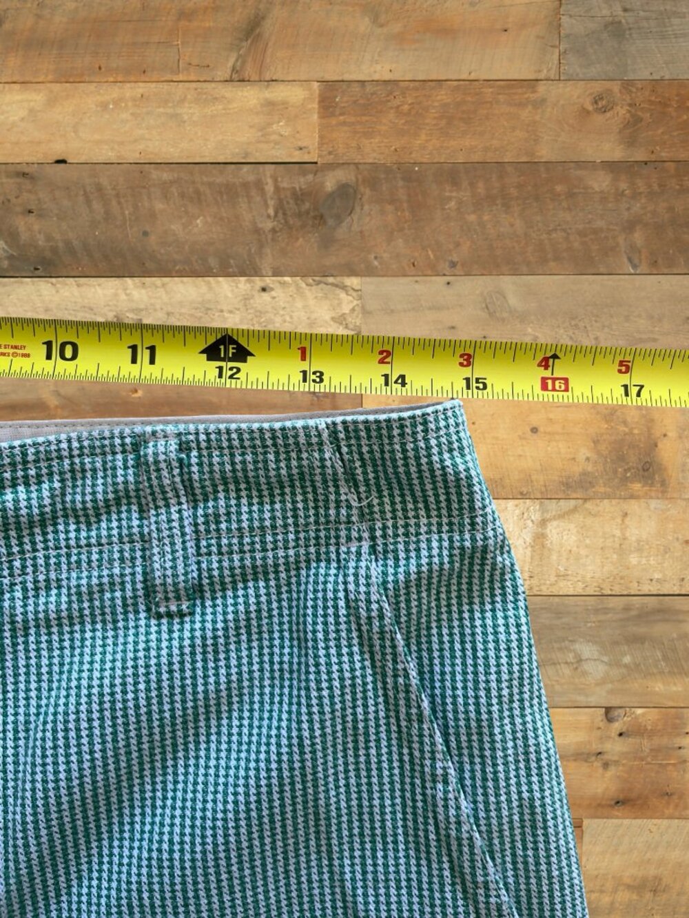 Brixton Houndstooth Pants High Rise Cropped Straight Leg Green White Fits 29" - Picture 10 of 10